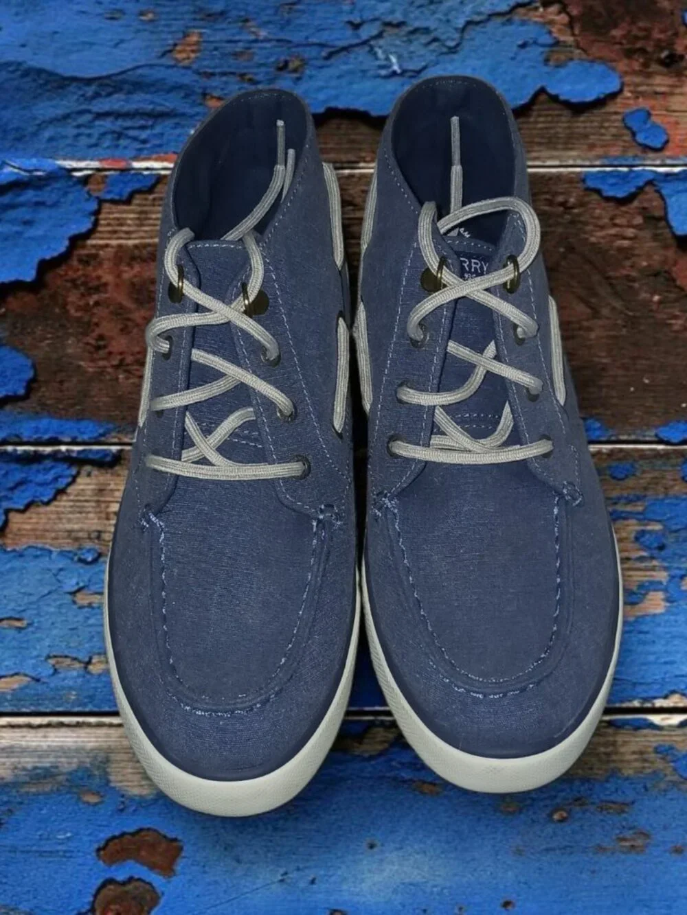 Sperry Striper Chukka Boot Men's 9 Blue Canvas Shoes
